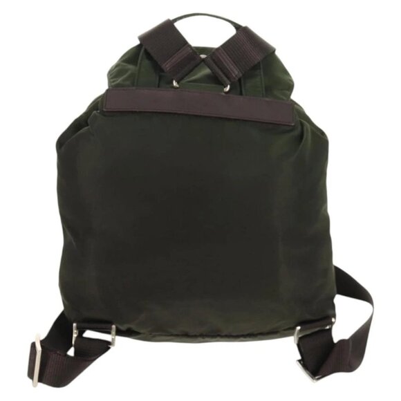 PRADA Backpack Nylon Khaki Silver Auth 143343 main image 15